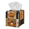 thumbnail image 1 of POLERO Tissue Box Holder - Square PU Leather Tissues Cube Box Cover Waterproof -Thanksgiving Decorative Car Facial Tissue Holder on Table and Barthroom, Pumpkin Dwarf, 1 of 7