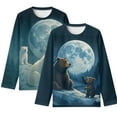 thumbnail image 1 of POLERO Toddler Boys Long Sleeve Shirts 2 Pack Cute Bear Moon Graphic Casual Comfotable Crewneck Tops, Trendy Fall Winter Layering Tees, 13-14 Years, 1 of 5