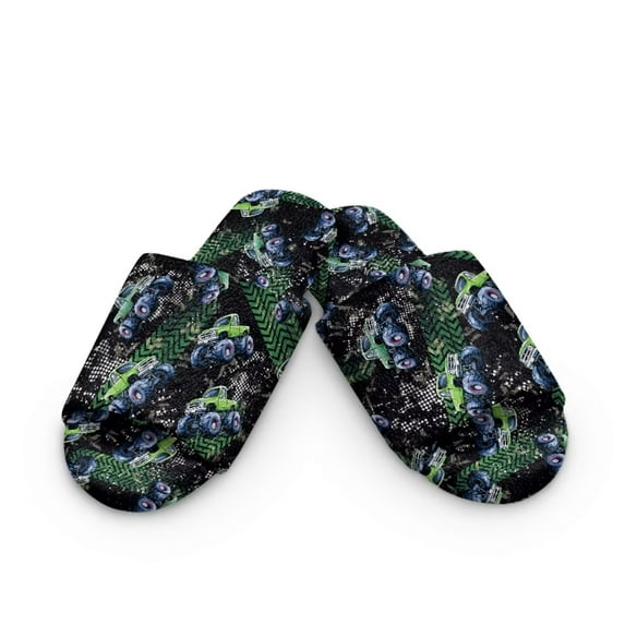 POLERO Tractor Print Slippers for Women Memory Foam House Bedroom Open Toe Slide Slipper Shoes Comfy Trendy Gift Slippers 6-7