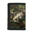 thumbnail image 1 of POLERO Trifold Card Wallet Bass Camo Leaf Print Foldable Children's Wallet for Sports, Elastic Polyester Velcro Kids Trifold Wallet, 1 of 7