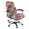 thumbnail image 1 of POLERO USA Flag Patchwork Print Dustproof All-in-One Computer Office Chair Covers, Washable Elastic Cloth High Back Chair Cover for Home, 1 of 7