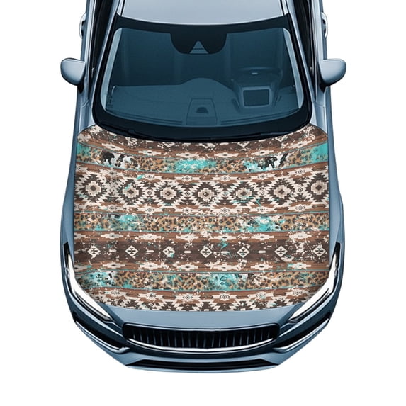 POLERO UV Resistant Car Hood Cover Protector for Pickup Trucks Van, Weatherproof utomotive Accessories, Anti-Fade Western Patchwork Auto Hood Cover Protection