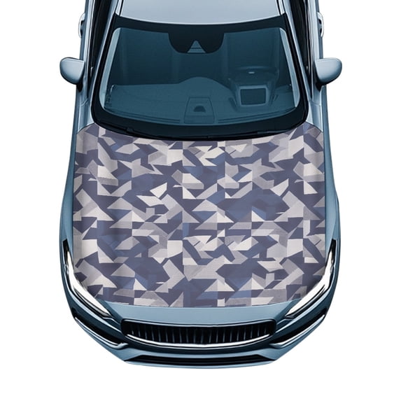POLERO Universal Fit Car Hood Cover, Gray Geometric Camo 59.05x39.37 in Auto Hood Cover Protection Stretch Swimsuit Fabric Dust Proof Car Hood Cover Protector for Pickup Trucks SUV