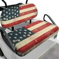 thumbnail image 1 of POLERO Universal Golf Cart Seat Covers Compatible with Ezgo Txt Front Seats, USA Flag Tea Stain Design Golf Cart Bench Seat Covers Breathable No Staples Needed, 1 of 8