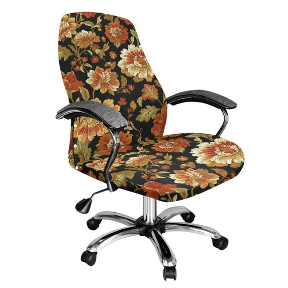POLERO Washable All-in-One Office Computer Chair Covers, Flowers Elastic Cloth Soft Office Chair Cover for Gaming Home Office
