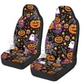 thumbnail image 1 of POLERO Washable Car Seat Covers for Auto, Polyester Stretchy Auto Seat Cover Protector, Halloween Pumpkin Cat Ghost, 1 of 12