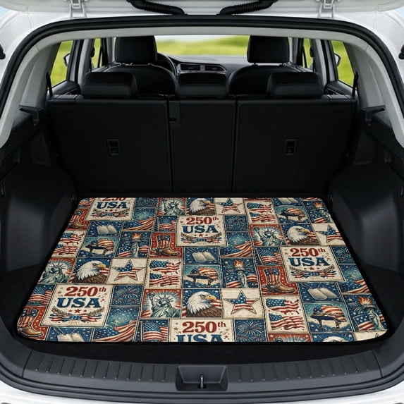 POLERO Washable Rear Cargo Liner 29" x 39", USA 250th Print Stylish Auto Trunk Liner All Weather Rear Trunk Liner for Vehicle Interior