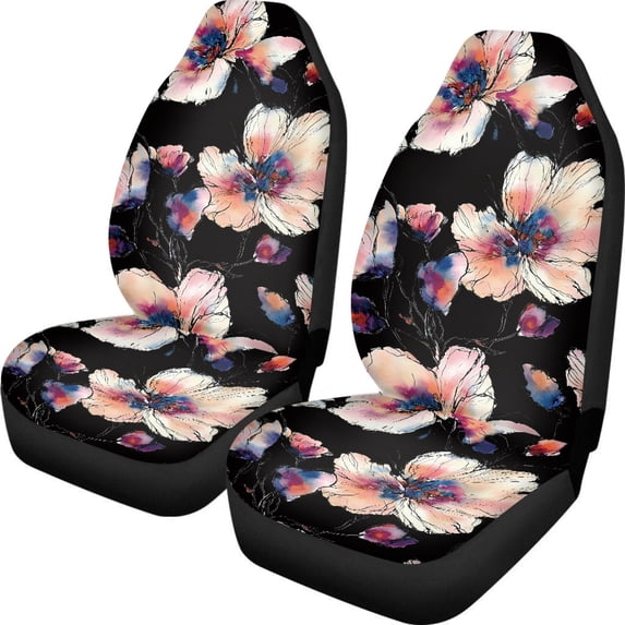 POLERO Washable Seat Protector Automotive, Breathable Vehicle Seat Covers Truck Easy to Install, Watercolor Floral Print