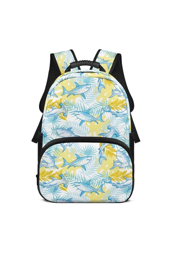 Waterproof Backpack for Work Hiking, Polyester Fabric Lightweight School Backpack, Shark Pattern