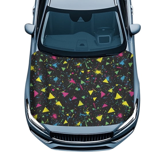 POLERO All Weather Protection Car Hood Cover, Colorful Ink Splatter Car Engine Hood Protector Stretch Fabric Automotive Accessories Car Hood Cover Protector for Trucks Van Pickup