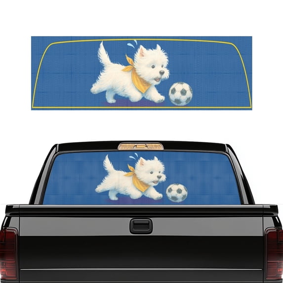 POLERO West Highland White Terrier Dog Pattern Trucks Sticker 66.9 x 22.4 Inch Back Window Decals for Most Pickup Trucks, Vinyl Durable Truck Rear Window Decal