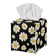 thumbnail image 1 of POLERO White Daisy Tissue Box Cover Square, Waterproof PU Leather Car Tissue Holder Facial Napkin Organizer Fashion Decorative on Table and Bathroom, Office, 1 of 7