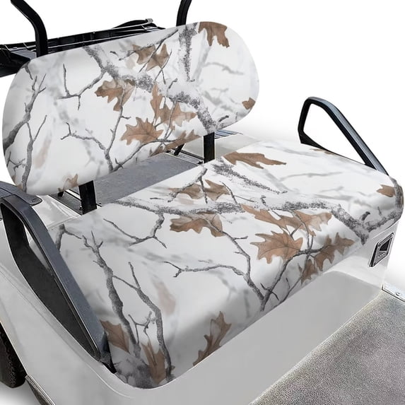 POLERO White Hunting Camo Print Universal Golf Cart Seat Covers Club Car Precedent Golf Cart Breathable Material Fit Like a Glove for Women Men, Easy to Install