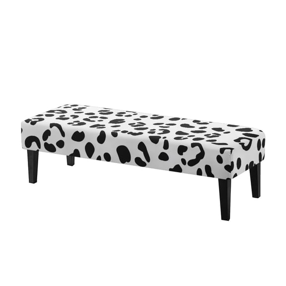 POLERO White Leopard Print Bench Covers Stretch Christmas Decoration Washable Bench Seat Cover with Elastic Edge Rectangle Seat Protector for Bedroom, Living Room, Patios