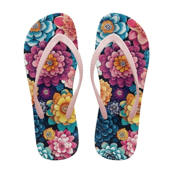 POLERO Women Shower Flip Flops Lightweight Boho Blossom Walking Sandals for Women Arch Support
