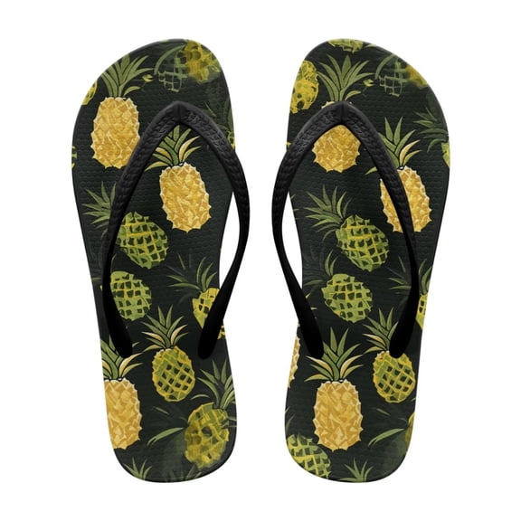 POLERO Women's Beach Flip Flops Pineapple Bathroom Non-Slip Rubber Sole Lightweight Sandals for Women