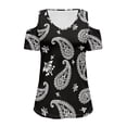 thumbnail image 1 of POLERO Women's Cut Out Cold Shoulder Tops, Boho Floral Print Summer Tees, Short Sleeve Sexy Shirts Vacation Hawaii Tunic for Travel Shopping Soft Lightweight L, 1 of 6
