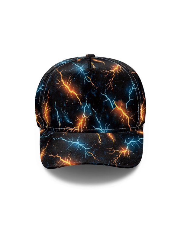 Women's Cute Adjustable Trucker Hat with Lightning Print, Lightweight Cap for Summer Beach