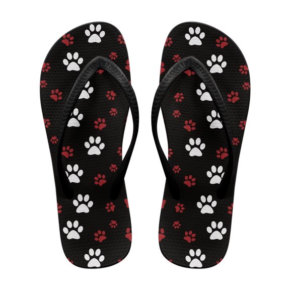 POLERO Women's Dog Paw Beach Flip Flops Bathroom Non-Slip Rubber Sole Lightweight Sandals for Women