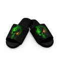 thumbnail image 1 of POLERO Women's Green Flame Skull Print Open Toe Slippers for Women Soft Sole Cotton Slide Lightweight Indoor Slippers Bedroom Shoes, Size 10.5-11.5, 1 of 7