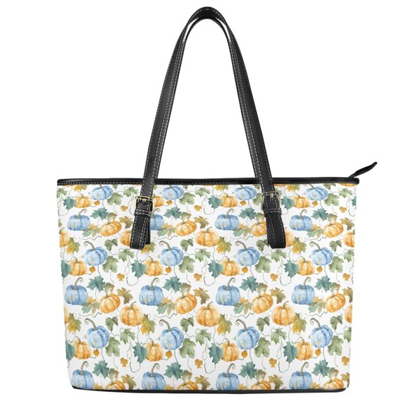 POLERO Women's Saddle Bag Pumpkin Waterproof Handbag for Travel, Leather Lightweight Zipper Tote Bag