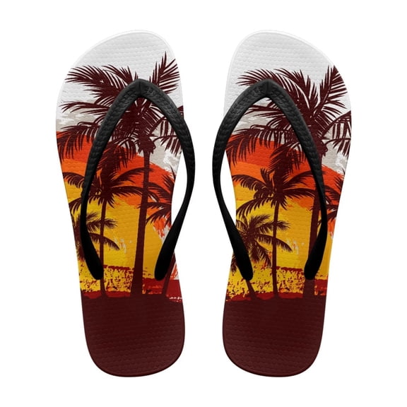POLERO Womens Fashion Flip Flops Cocoanut Tree Non-Slip Rubber Sole Soft Beach Sandals for Woman Daily Walking