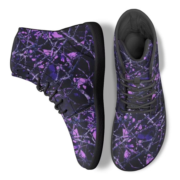 POLERO Womens Purple Black Camo Hunting Work Shoes for Women High Top Ankle Walking Barefoot Sneaker High Mid Ankle Support Training Athletic Walking Fitness Sneakers Travel Trainer Strap Shoes