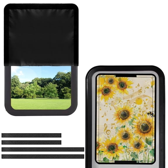 POLERO Yellow Sunflower RV Door Window Shade Cover, Camper Sunshade Privacy Screen Window Cover, 17.3x26 inches,Travel Trailer Motorhome Sun Shade RV Accessories, xx