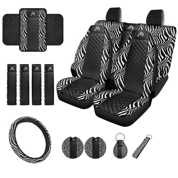 POLERO Zebra Stripe Pattern 14 Pcs Car Accessories Set, with Full Set ...