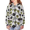 thumbnail image 1 of POLERO Zip Up Hoodie for Girls Kids Green Floral Print Oversized Long Sleeve Sweatshirt Jacket with Pockets Winter Warm Clother 11-13 Years, 1 of 7