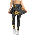 thumbnail image 1 of POLEROBlack Leopard Sunflower Skirted Athletic Leggings for Women Butt Lifting Yoga Pants with Pockets Non See Through Slim Fit Tennis Skirt Leggings Tummy Control Running Gym Clothing, 1 of 6