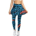 thumbnail image 1 of POLEROBlue Zebra Stripes Yoga Pants Skirt with Full Length Leggings for Women Stretch Ruffle Pleated Yoga Workout Pants with Pockets Fall Winter Tummy Control Running Legging Bottoms, 1 of 6