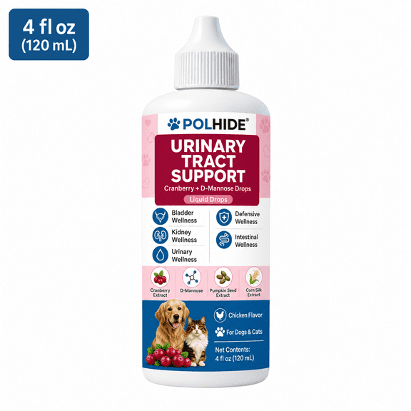 POLHIDE Pau D'Arco & Saccharomyces Boulardii Dog and Cat Probiotic Liquid Supplement, 5 Billion CFU/mL, 4.2 fl oz / 120 mL