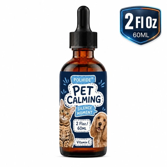 POLHIDE Pet Calming Drops for Dogs & Cats, Silence Moment with Vitamin C, 2 fl oz / 60 mL