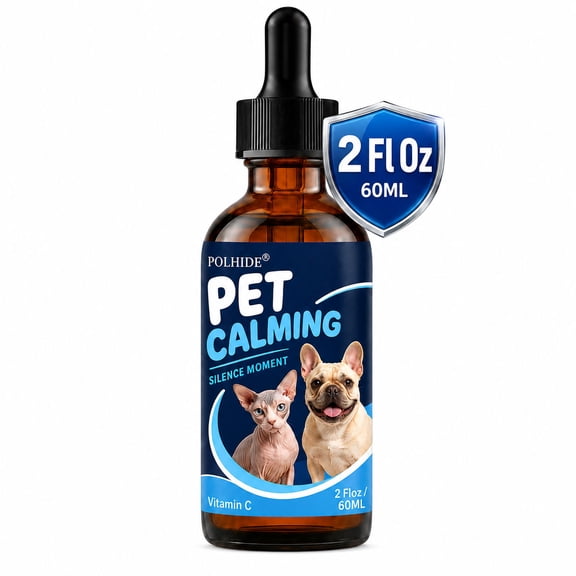POLHIDE Pet Calming Drops for Dogs & Cats, Silence Moment with Vitamin C, 2 fl oz / 60 mL