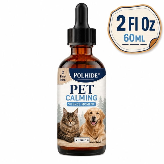 POLHIDE Pet Calming Drops for Dogs & Cats, Silence Moment with Vitamin C, 2 fl oz / 60 mL