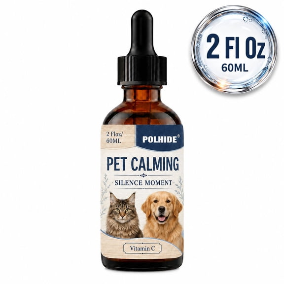 POLHIDE Pet Calming Drops for Dogs & Cats, Silence Moment with Vitamin C, 2 fl oz / 60 mL