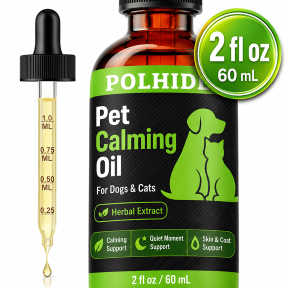 POLHIDE Pet Calming Oil for Dogs & Cats, Herbal Extract, 2 fl oz (60 mL)