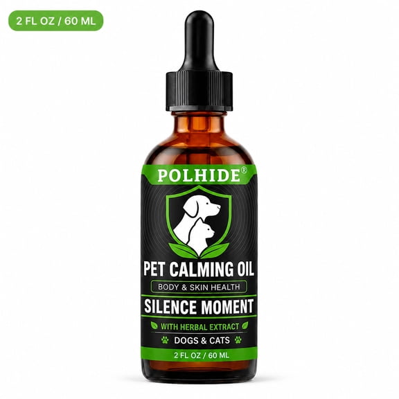 POLHIDE Pet Calming Oil for Dogs & Cats, Herbal Extract, Body & Skin Wellness Support, 2 fl oz (60 mL)