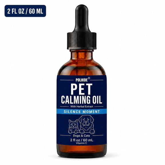 POLHIDE Pet Calming Oil for Dogs & Cats, Herbal Extract with Vitamin C, 2 fl oz (60 mL)