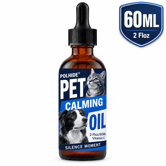 POLHIDE Pet Calming Oil with Herbal Extract, Liquid Supplement for Dogs & Cats, Silence Moment, 2 fl oz / 60 mL