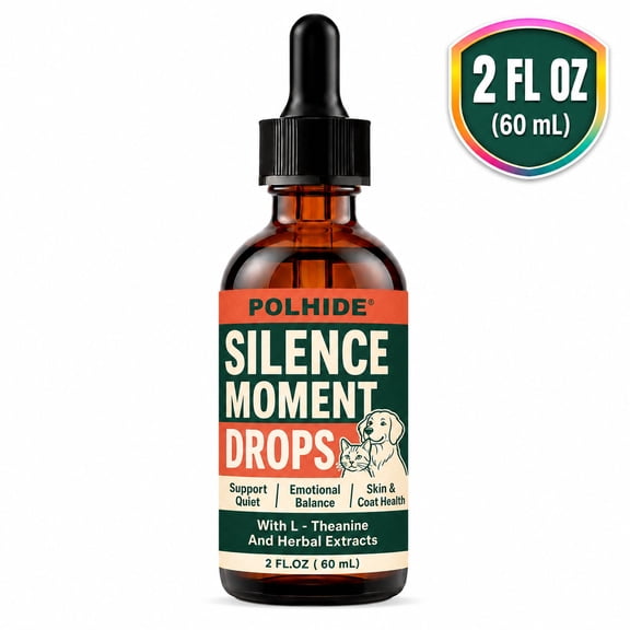 POLHIDE Silence Moment Calming Drops for Dogs & Cats, L-Theanine & Herbal Extracts, Emotional Balance and Skin & Coat Wellness Support, 2 fl oz / 60 mL