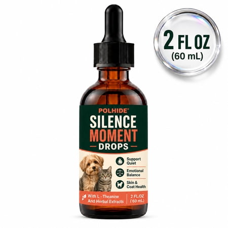 POLHIDE Silence Moment Calming Drops for Dogs & Cats, L-Theanine & Herbal Extracts, Emotional Balance and Skin & Coat Wellness Support, 2 fl oz / 60 mL