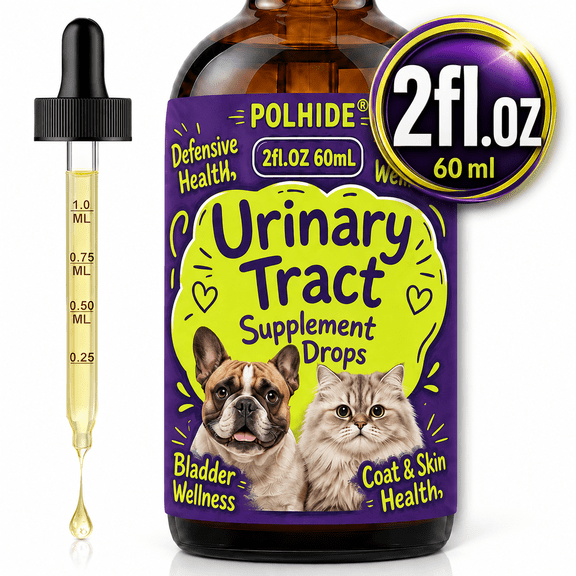 POLHIDE Urinary Tract Supplement Drops for Dogs & Cats, Urinary, Kidney and Bladder Wellness Support, Cranberry and D-Mannose, 2 fl oz (60 mL)