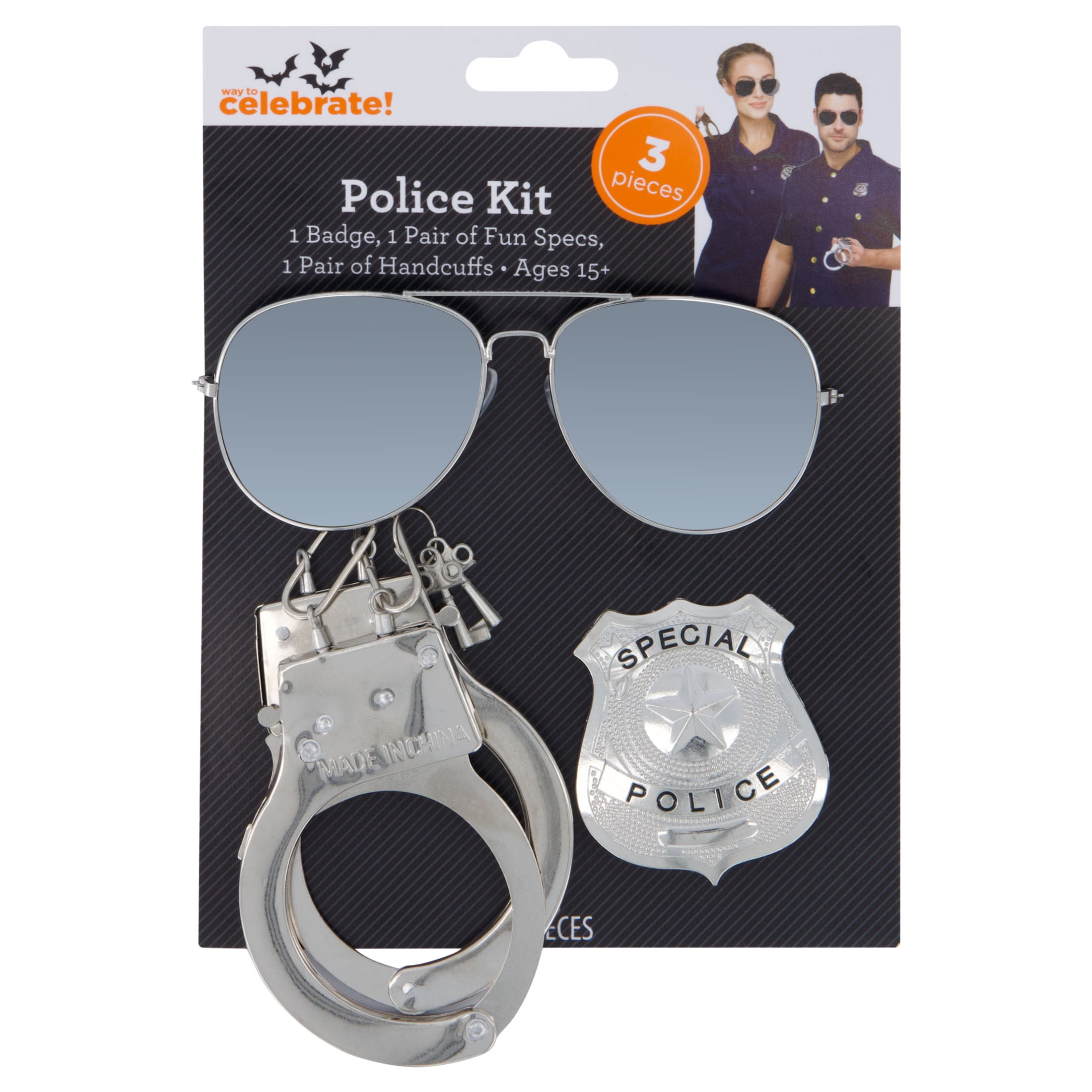 Police Costume Accessory Kit for Adults, Multicolor, 3 Pieces, Halloween by Way To Celebrate