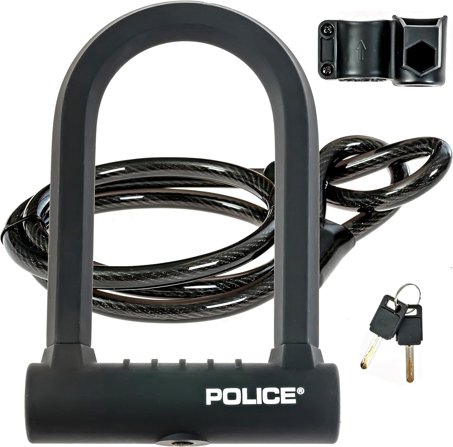 POLICE ULock Bike Lock with Key, ULock for Bicycles, Lock for