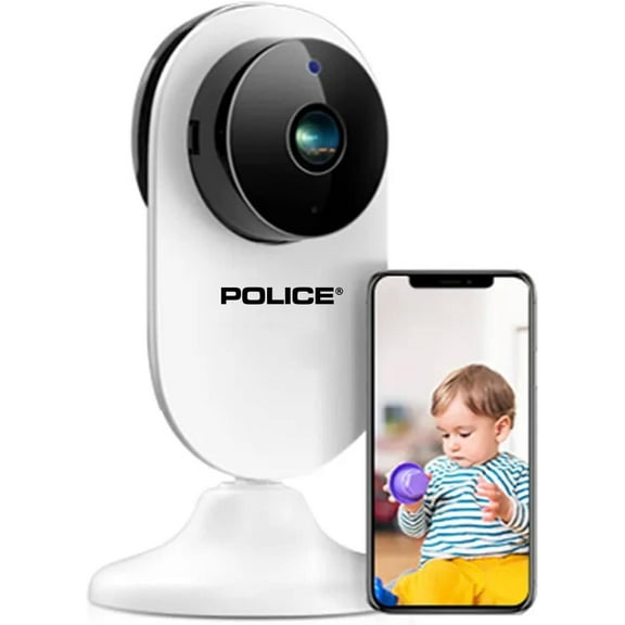 POLICE WiFi Security Camera Hd 1080P Compact Indoor Plug-in Smart Security Camera System, Night Vision, Motion Detection, Two-way Audio Nanny Cam Home Camera with App