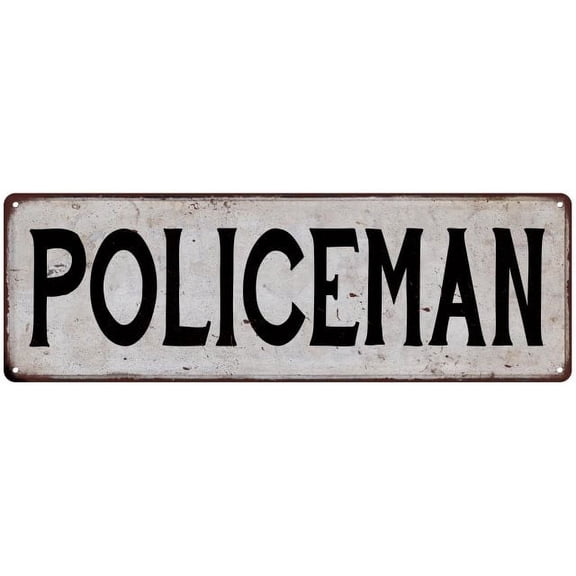 POLICEMAN Vintage Look Rustic Metal 6x18 Sign City State 206180041212