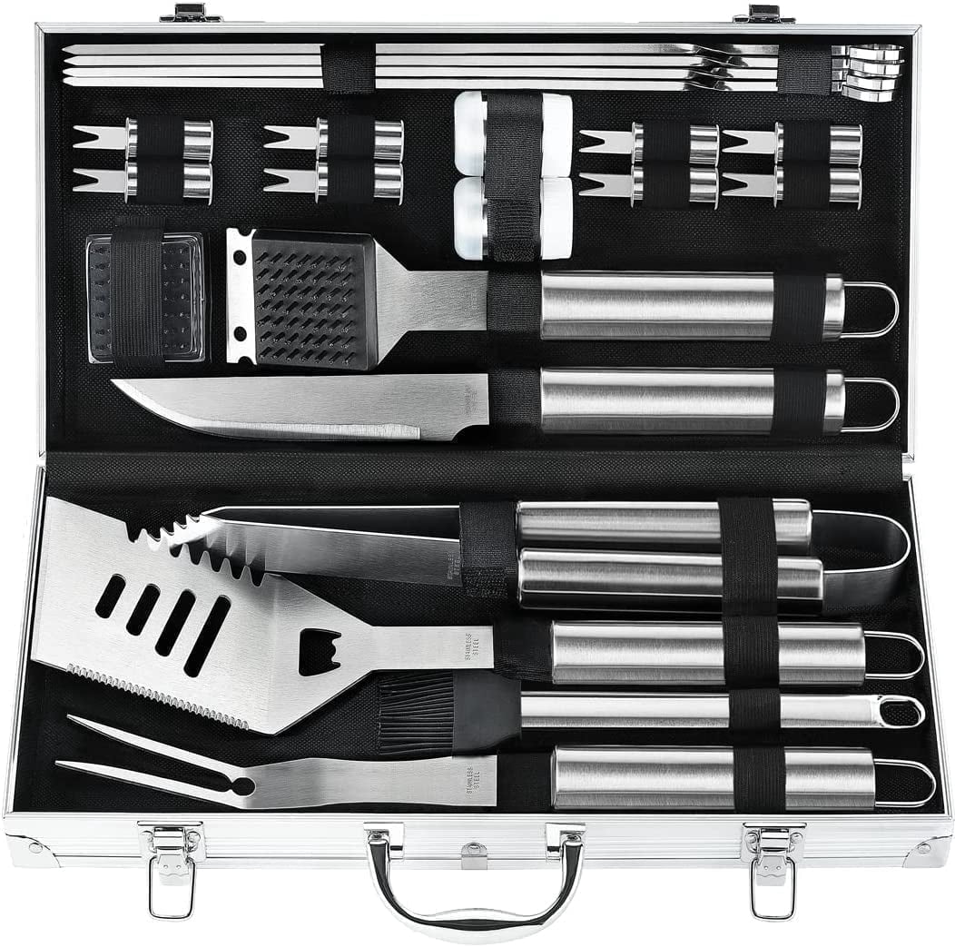 POLIGO 22PCS Deluxe Stainless Steel Grilling Tools Set - Outdoor BBQ Gift for Men