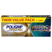 Poligrip Power Max Ultimate All-In-1 Denture Adhesive Cream, Zinc Free, 2.2 Oz 2 Pack